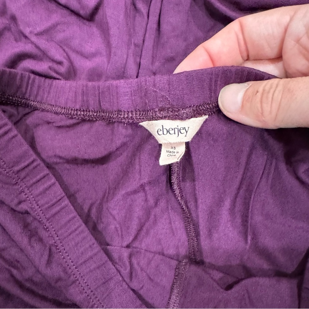 Eberjey Gisele PJ Set in Plum Ivory Pajamas - Picture 4 of 6